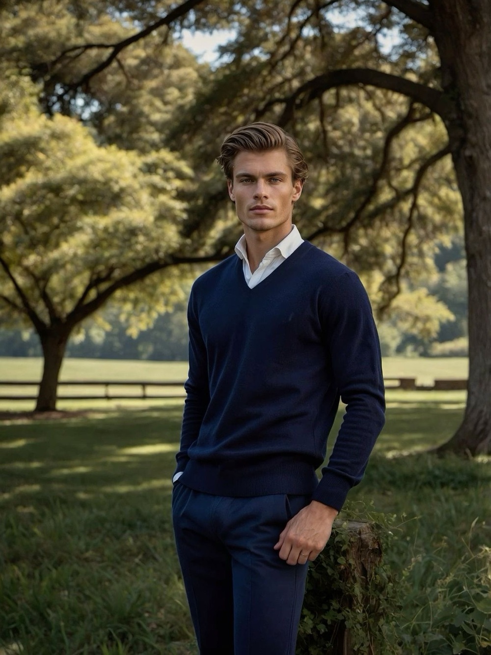 Club Room Men's Dark Navy V-Neck Cashmere Sweater